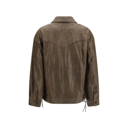 Golden Goose Brown Calf Leather Bos Taurus Leather Jacket