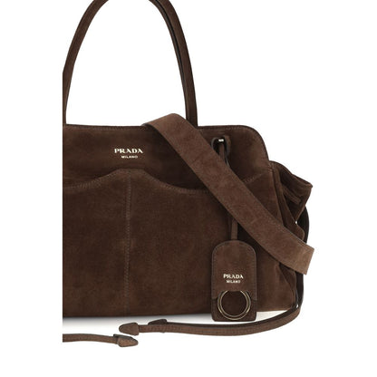 Prada Brown Suede Leather Shoulder Bag