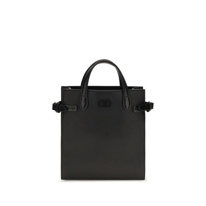 Valentino Garavani Black Calf Leather Bos Taurus Shoulder Bag