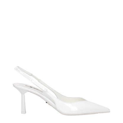 Prada White Leather High Heel Pumps