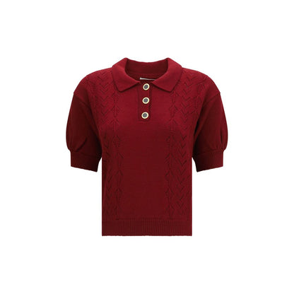 Alessandra Rich Bordeaux Wool Oves Aries Shortsleeve Shirt