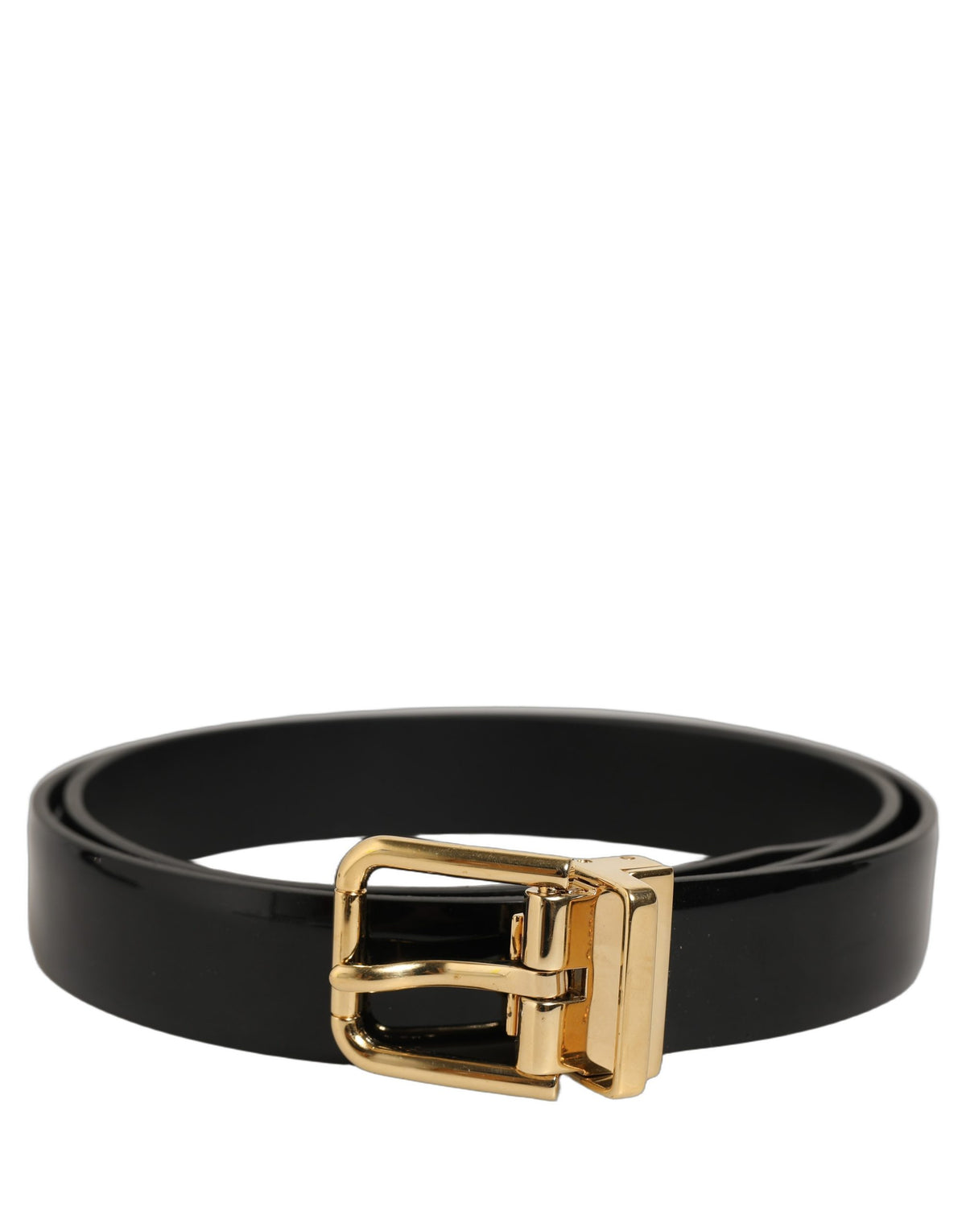 Dolce & Gabbana Gürtel aus schwarzem Leder mit goldfarbener Schnalle