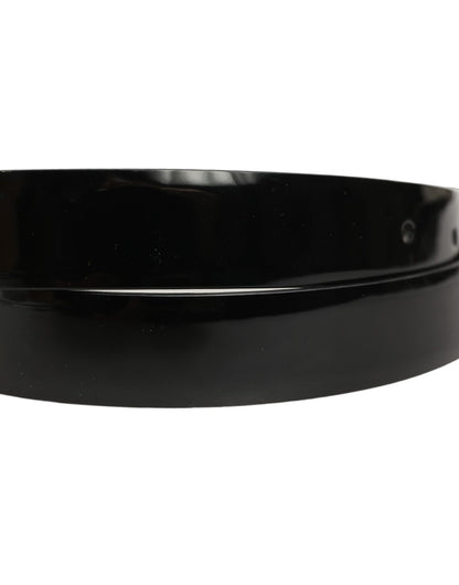 Dolce & Gabbana Black Classic Leather Gold Tone Buckle Belt