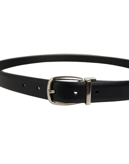 Dolce & Gabbana Blue Calf Leather Silver Metal Buckle Belt