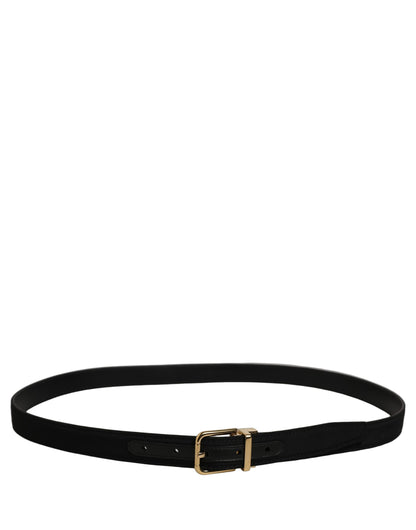 Dolce & Gabbana Black Canvas Leather Gold Metal Buckle Belt
