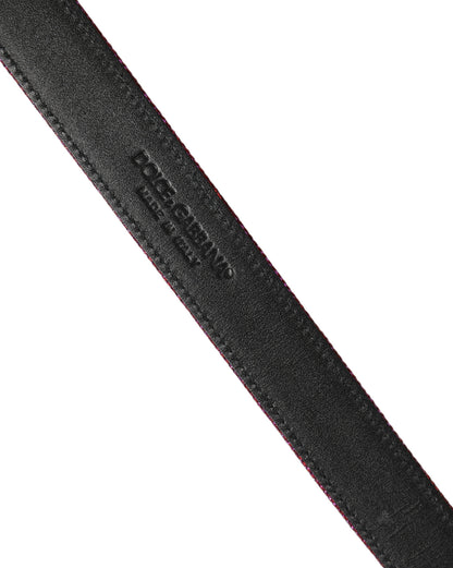 Dolce & Gabbana Men Fuchsia Glitter Silver Metal Buckle Belt