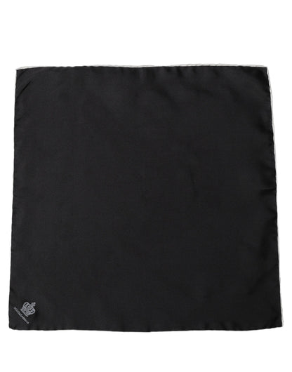 Dolce & Gabbana Men Black Silk Pocket Square Foulard Scarf