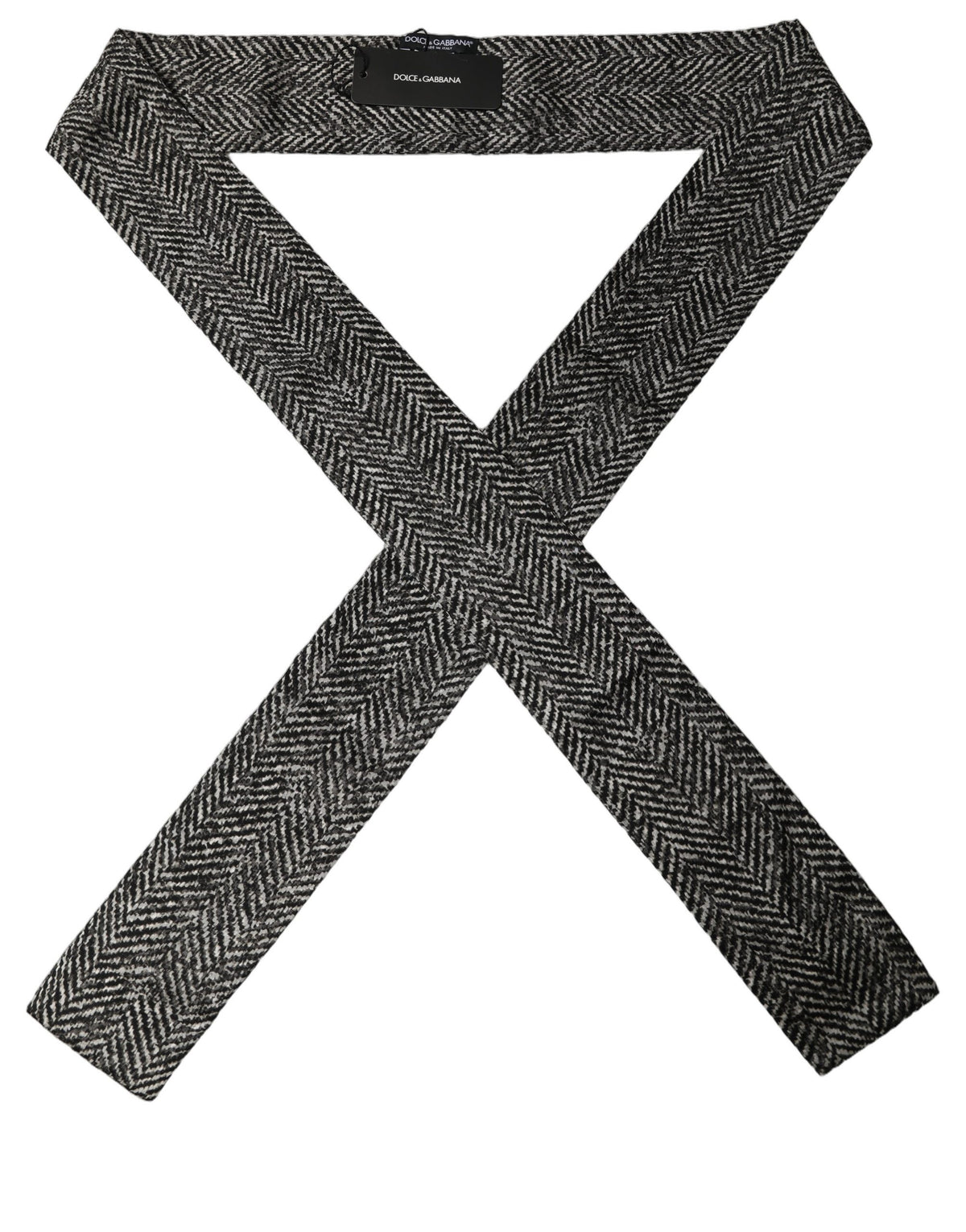Dolce & Gabbana Black White Herringbone Tweed Shawl Scarf