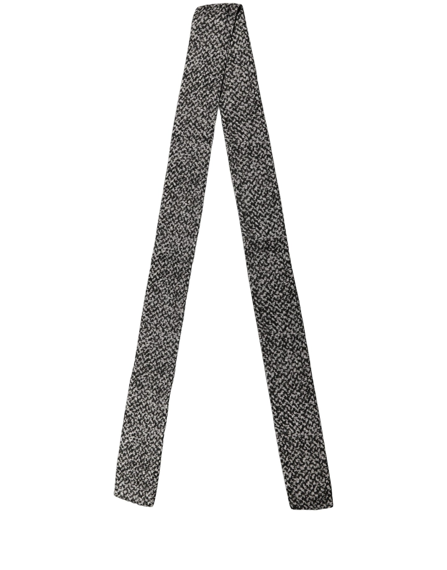 Dolce & Gabbana Black White Herringbone Tweed Shawl Scarf