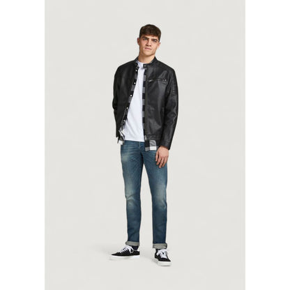 Jack Jones Black Artificial Leather Leather Jacket