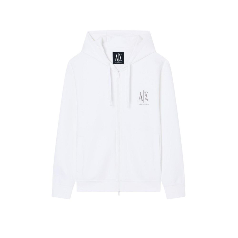 Armani Exchange Weißer Kapuzenpullover aus Baumwolle