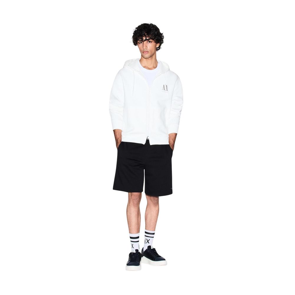 Armani Exchange Weißer Kapuzenpullover aus Baumwolle