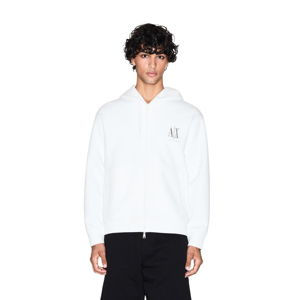 Armani Exchange Weißer Kapuzenpullover aus Baumwolle