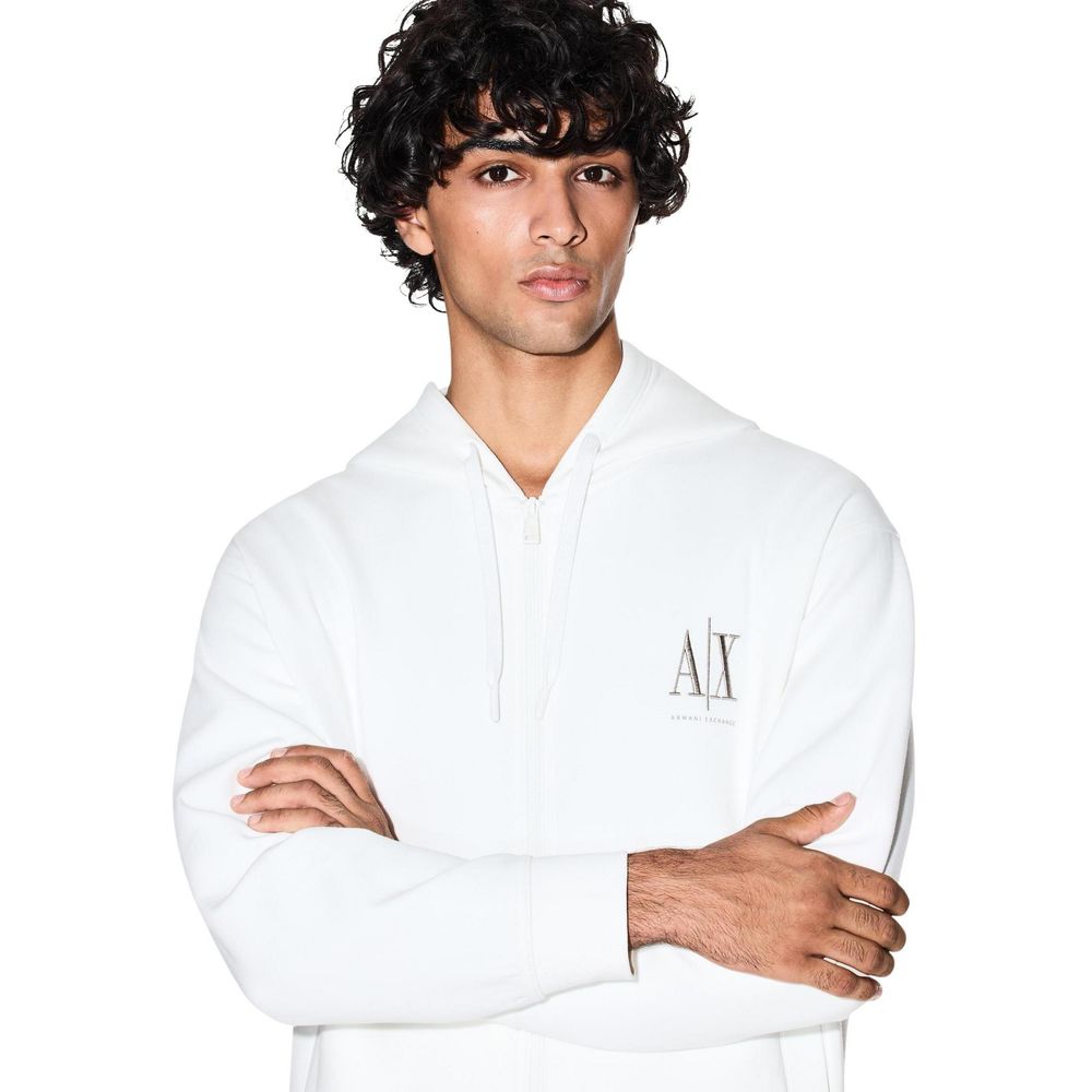 Armani Exchange Weißer Kapuzenpullover aus Baumwolle