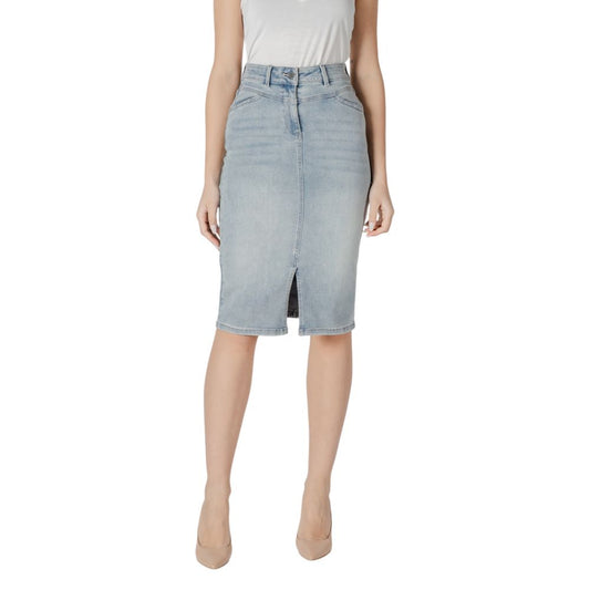 Morgan De Toi Blue Cotton Long Skirt