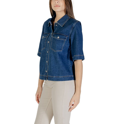 Only Blue Cotton Shortsleeve Shirt