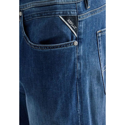 Replay Blue Cotton Relaxed Fit Jeans