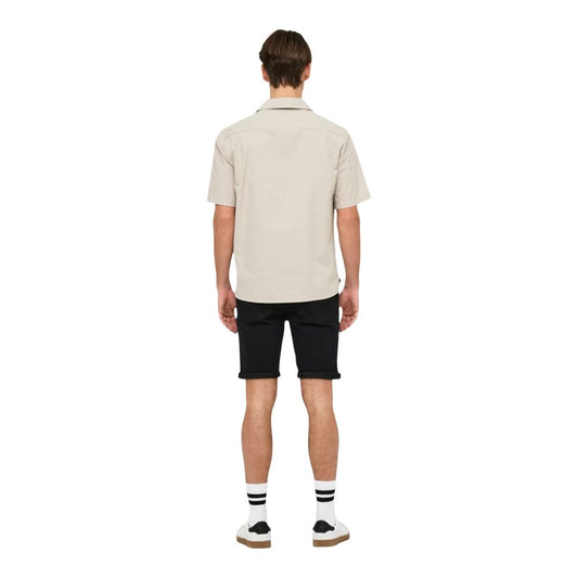 Only & Sons Beige Cotton Shortsleeve Shirt