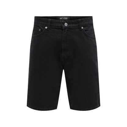 Only & Sons Black Organic Cotton Bermuda Shorts