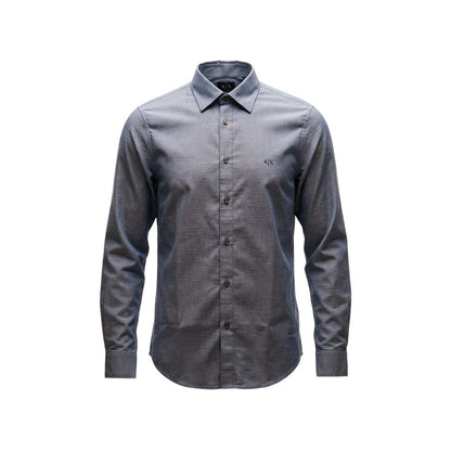 Armani Exchange Blue Polyester Dress Shirt