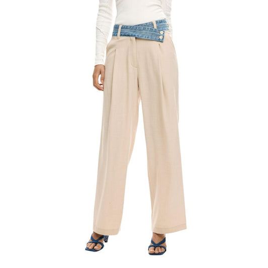 Desigual Beige Viscose Flared Pants