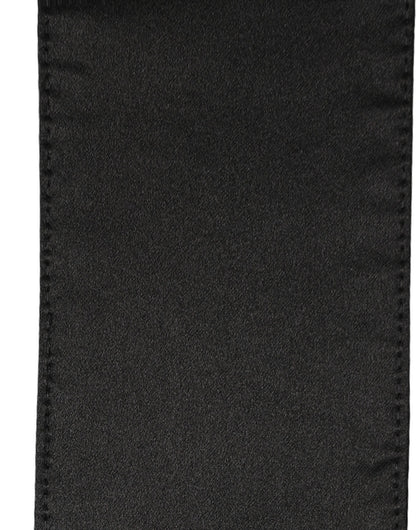 Dolce & Gabbana Black Satin Silk Skinny Fringed Shawl Scarf