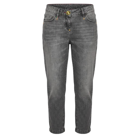 Philipp Plein Grey Cotton Women Jeans
