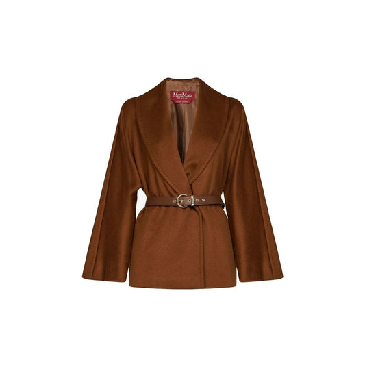 Max Mara Brown Virgin Wool Full-Length Jacket