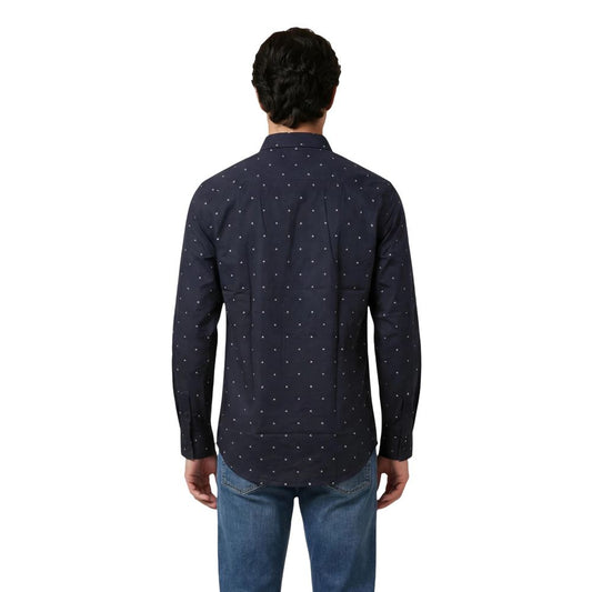 Armani Exchange Blue Cotton Pattern Shirt