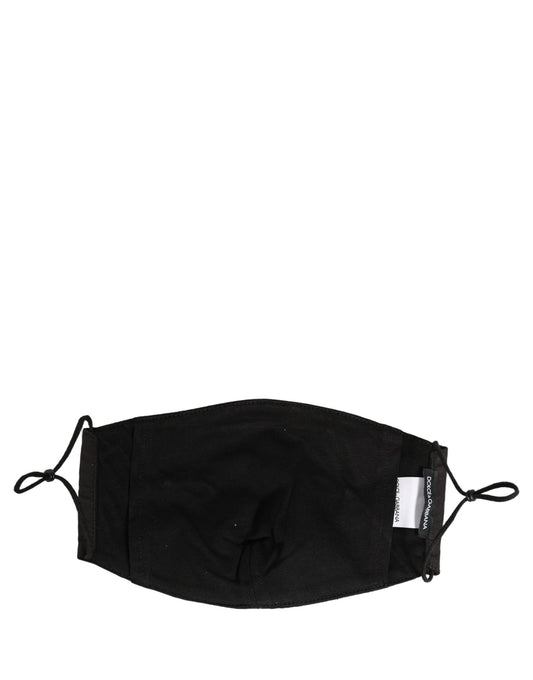 Dolce & Gabbana Black White Logo Baroque Elastic Ear Strap Face Mask