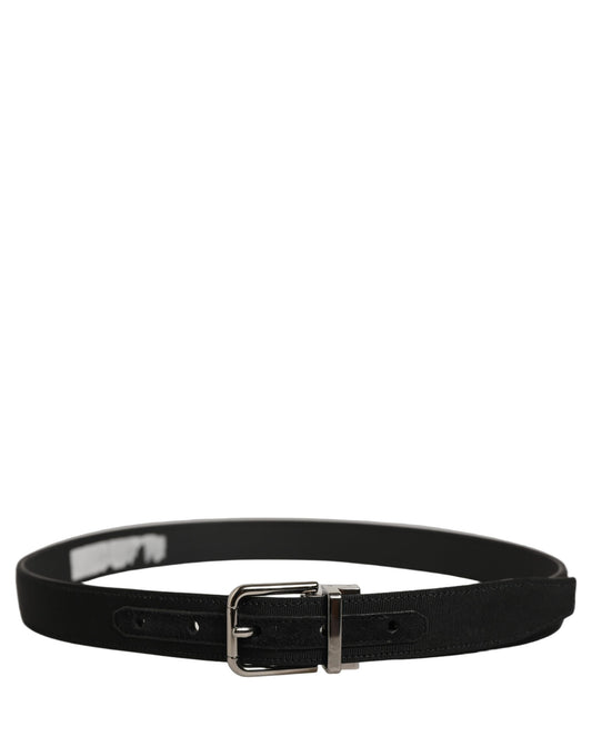 Dolce & Gabbana Black Classic Leather Silver Tone Buckle Belt