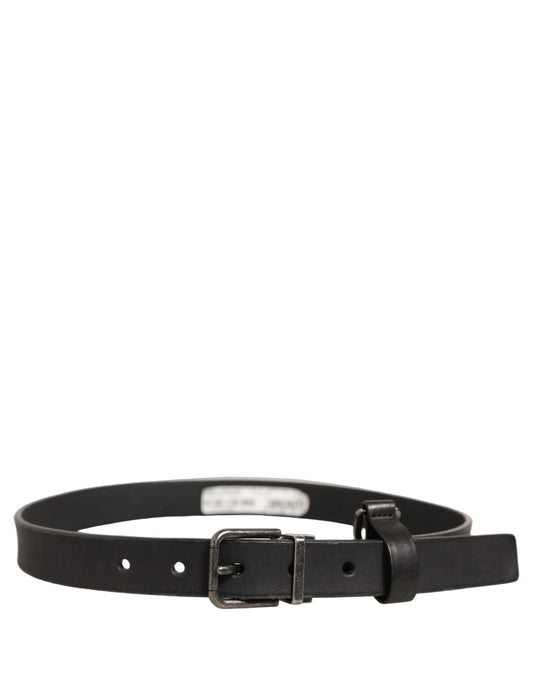 Dolce & Gabbana Black Leather Antique Finish Buckle Belt