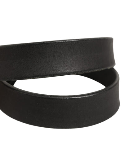 Dolce & Gabbana Black Leather Antique Finish Buckle Belt