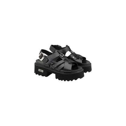 Cult Black Leather Platform Sandals