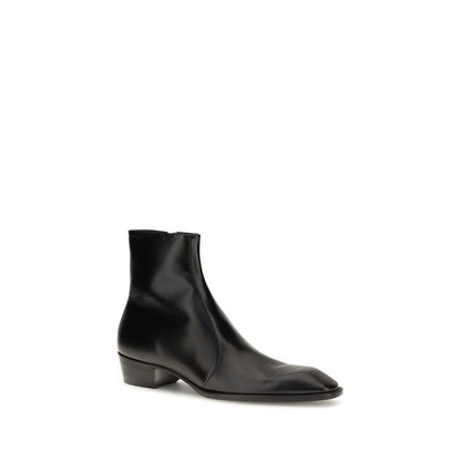Saint Laurent Black Calf Leather Bos Taurus Ankle Boots