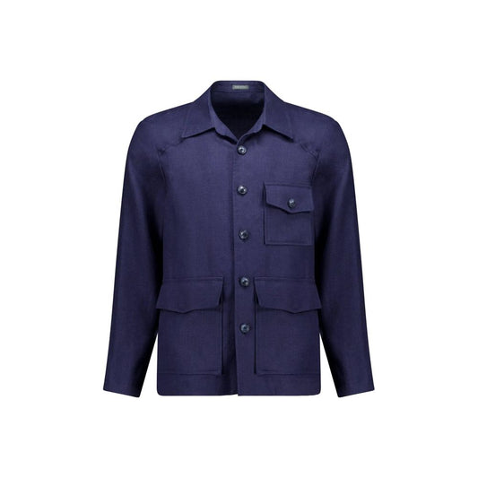 Autore Navy Blue Linen Jacket