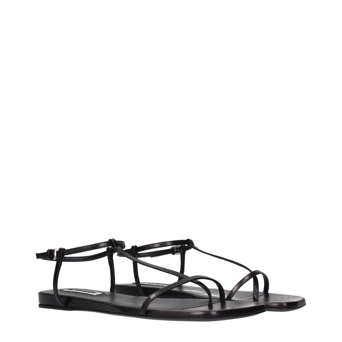 Jil Sander Schwarze Flip-Flop-Sandalen aus Leder