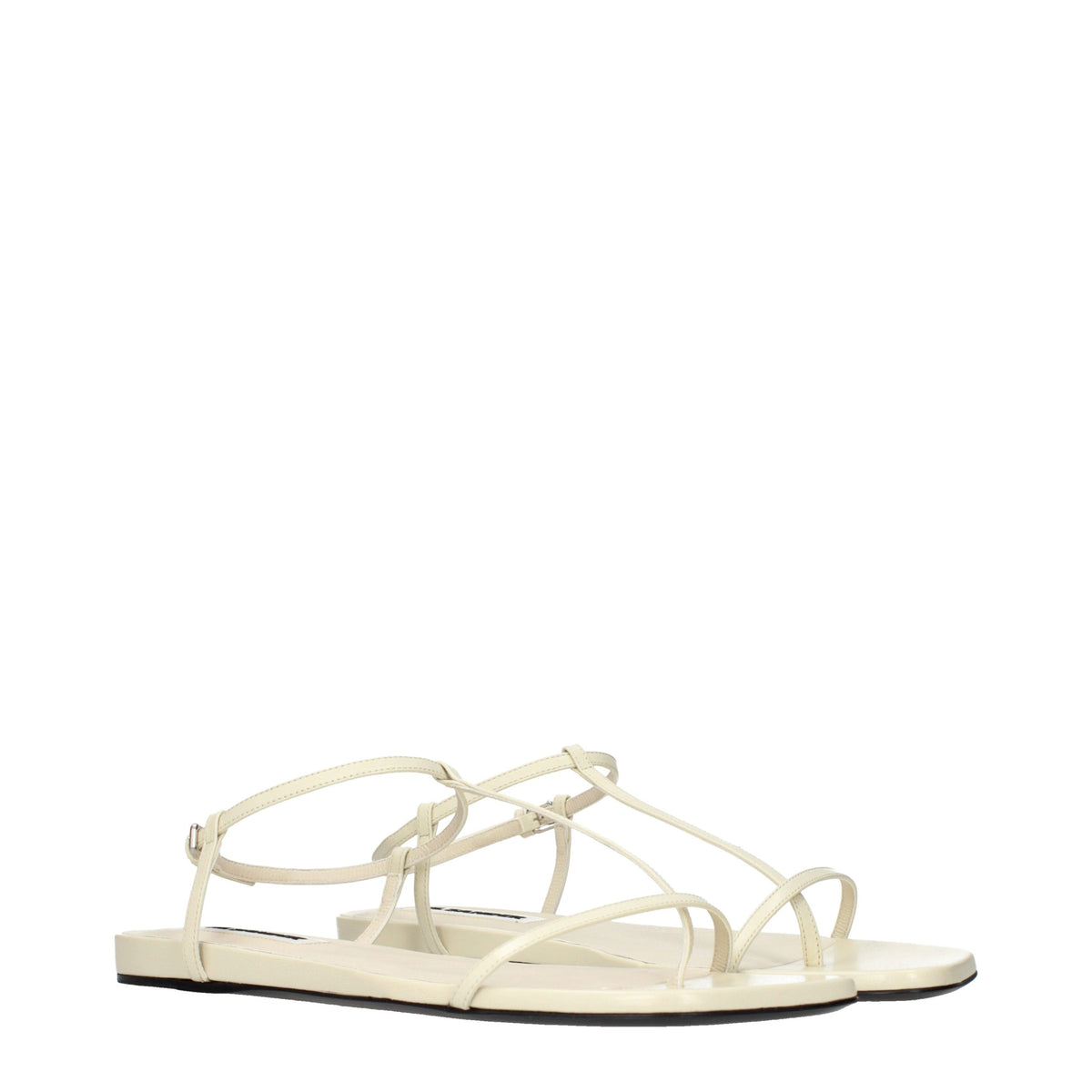 Jil Sander Zehentrenner-Sandalen aus beigem Leder