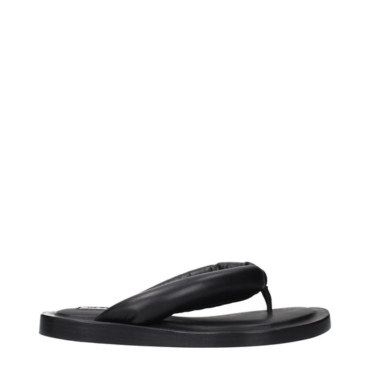 Jil Sander Black Leather Flip-Flop Sandals