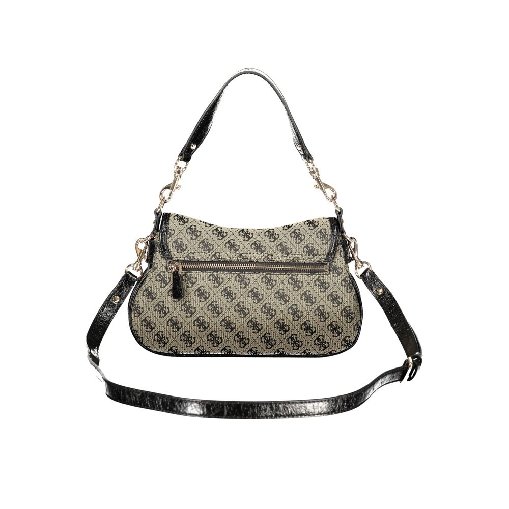 Guess Jeans Damenhandtasche aus schwarzem Polyester mit verstellbarem und abnehmbarem Riemen