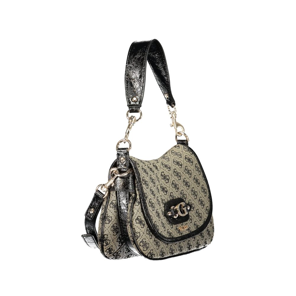 Guess Jeans Damenhandtasche aus schwarzem Polyester mit verstellbarem und abnehmbarem Riemen