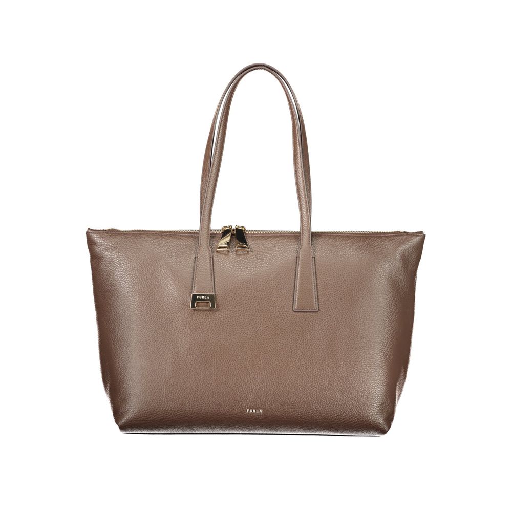 Braune Furla-Damenhandtasche aus Leder
