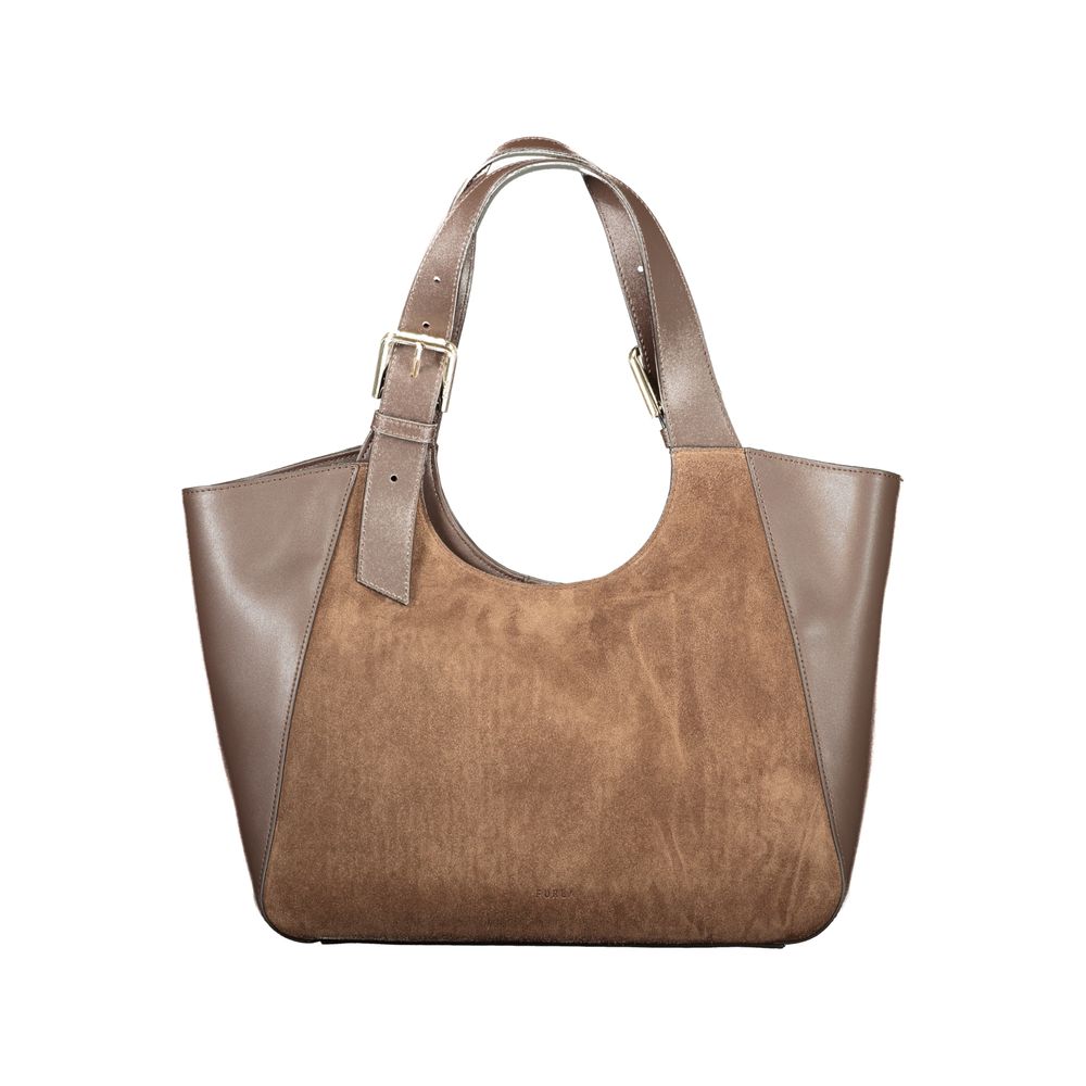 Braune Furla-Damenhandtasche aus Leder