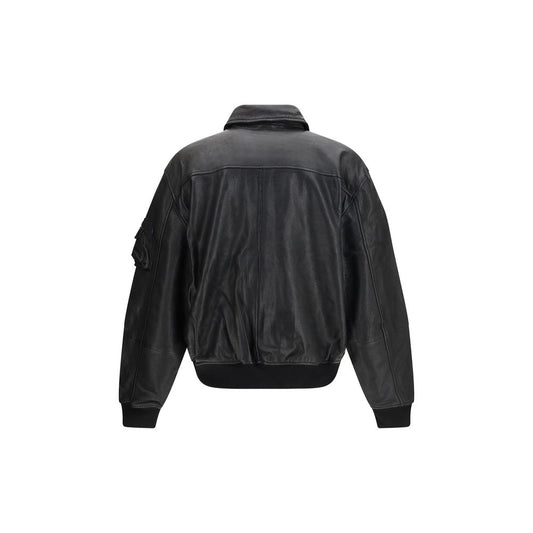 ALPHA INDUSTRIES Black Lambskin Bomber