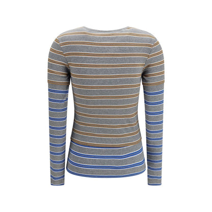 Ganni Gray Cotton Long Sleeve T-Shirt