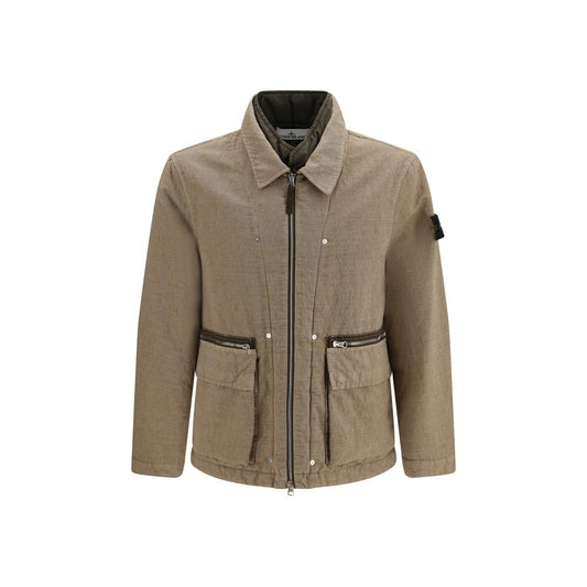 Stone Island Brown Cotton Full-Length Jacket