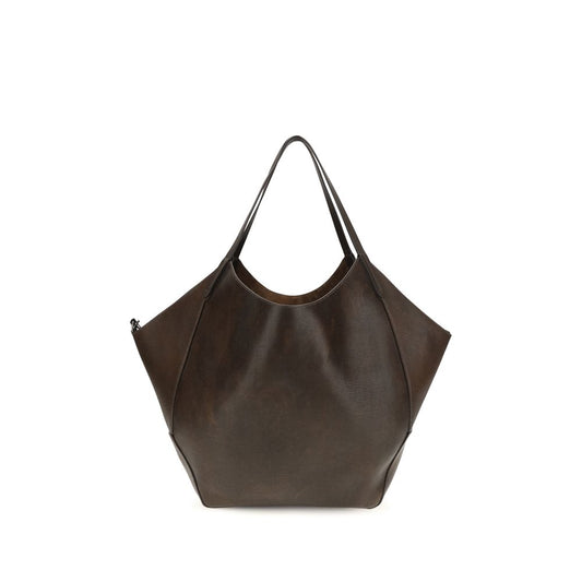Brunello Cucinelli Brown Calf Leather Bos Taurus Shoulder Bag