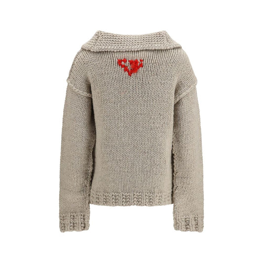 Prada Gray Wool Oves Aries Cardigan