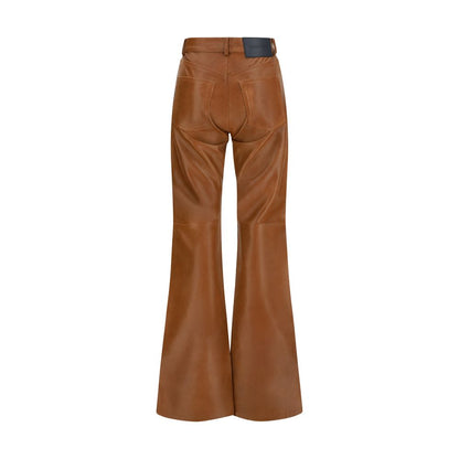 Haikure Brown Lambskin Flared Pants