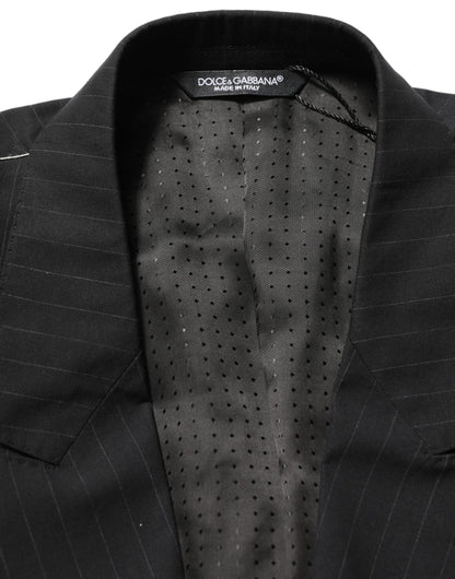 Dolce & Gabbana Black Pinstripe Men Single Breasted Jacket